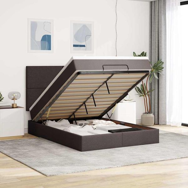 VidaXL Osmanská posteľ s matracom Tmavohnedá 140x190cm Látka