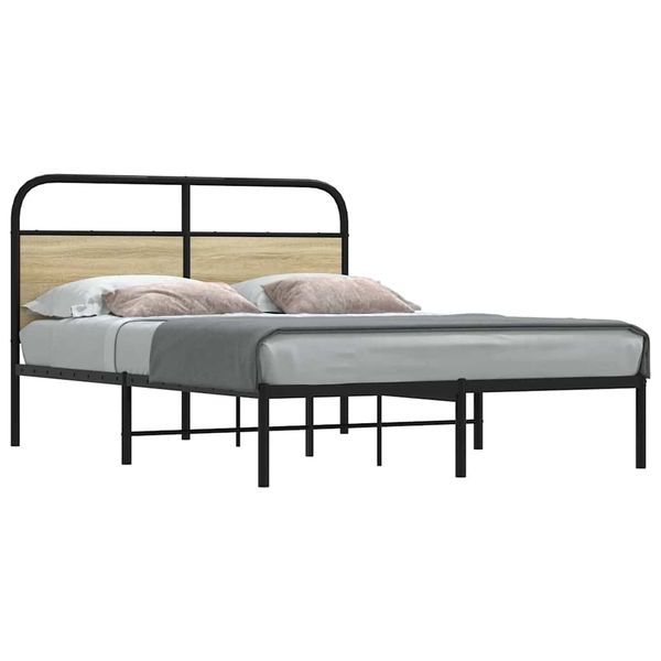 vidaXL Posteľný rám bez matraca 135x190 cm dub sonoma kompozitné drevo