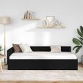 vidaXL Rohový rám postele s čelnou doskou Čierny 90 cm x 200 cm látka