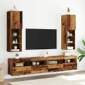 vidaXL TV skrinky s LED svetlami 2 ks staré drevo 30,5x30x102 cm