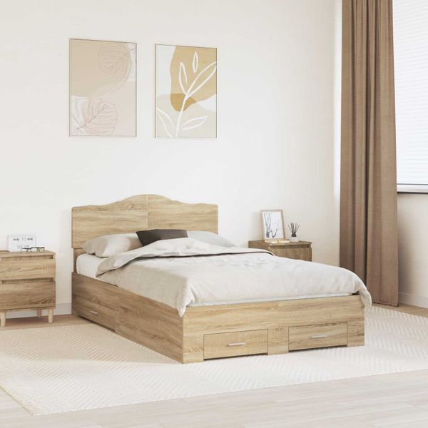 vidaXL Rám postele Sonoma dub 120 x 190 cm Kompozitné drevo