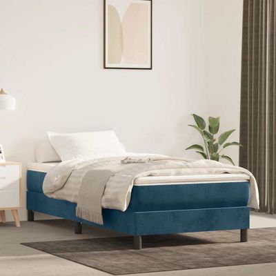 vidaXL Posteľný rám s boxspringom tmavomodrá 90x190 cm zamat