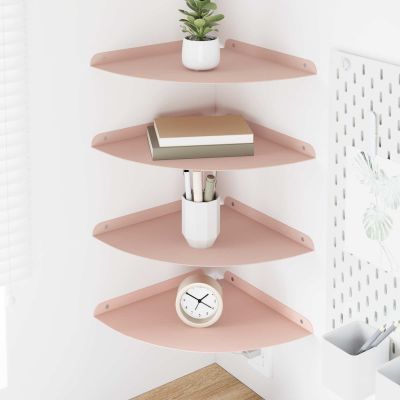 vidaXL Závesná polica s poličkou 4 pcs Ružová 30 x 30 x 2 cm