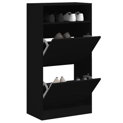 vidaXL Skrinka na topánky čierna 60x34x116 cm kompozitné drevo