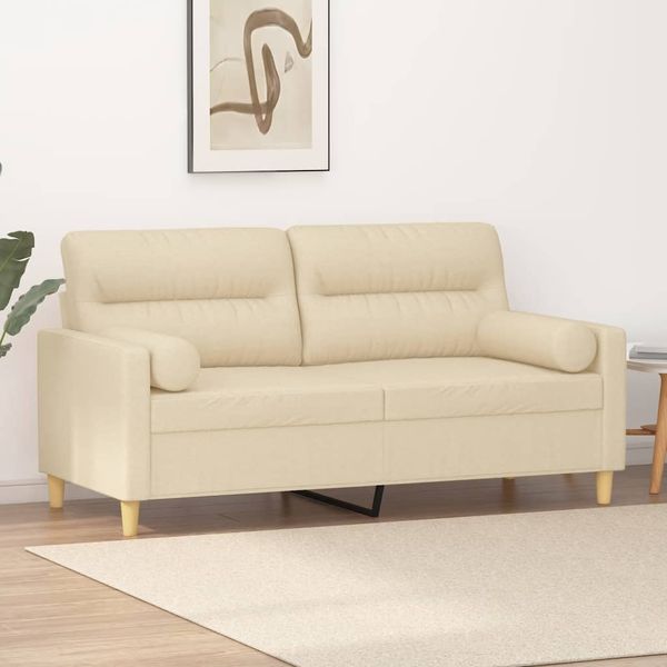 vidaXL 2-miestna pohovka s vankúšmi krémová 140 cm látka