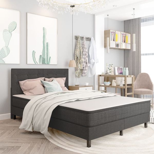 vidaXL Prešívané čelo postele tmavosivé 140x200 cm látkové