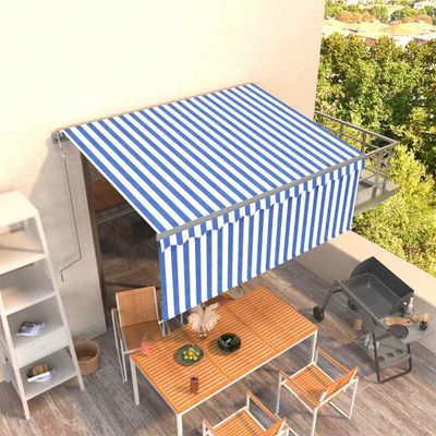 vidaXL Automatická markíza s tienidlom 3x2,5 m modro-biela