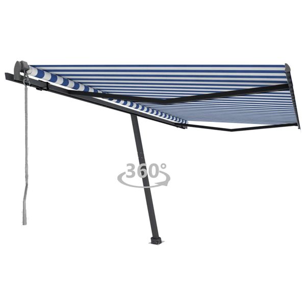 vidaXL Samostatne stojaca automatická markíza 450x300 cm modro-biela