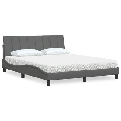 vidaXL Posteľ s matracom Hanko tmavosivá 160x200 cm látka