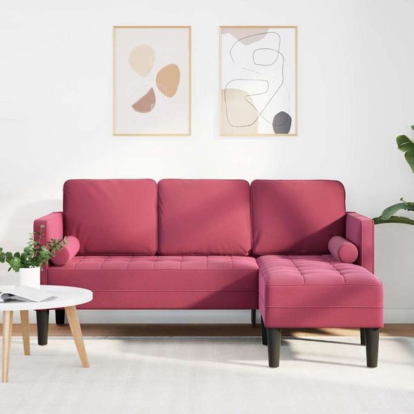 vidaXL Sada pohoviek s vankúšom Víno červené Polyester