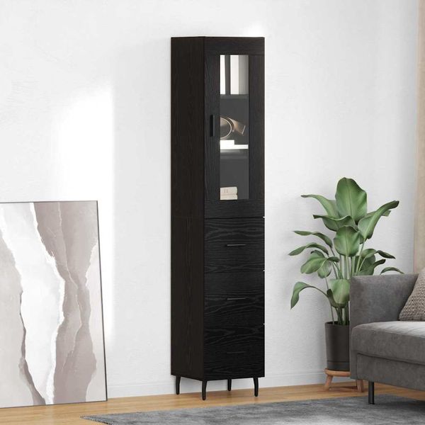 vidaXL Highboard Čierny dub 34,5 x 34 x 180 cm Kompozitné drevo