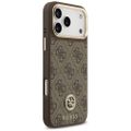 Obal Guess 4G Strass Logo & Big Strap Metal Buttons MagSafe pre iPhone 17 Pro Max hnedá