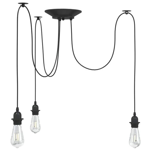 vidaXL Závesná lampa s 3 objímkami E27 čierna kovová