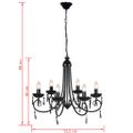 Visiaci luster, elegantný, čierny, 6 objímok na žiarovky