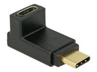 USB adaptér - USB-C (M) na USB-C (F) zahnutý nahor - USB 3.1 Gen 2 - čierna