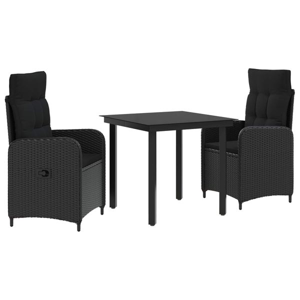 vidaXL Súprava stolíkov k pohovke s vankúšom s vankúšom 3 pcs Čierna