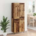 vidaXL Highboard Staré drevo 69,5 x 34 x 180 cm Kompozitné drevo