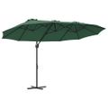 vidaXL Slnečník Zelená 372 x 198 x 243 cm Polyester a hliník