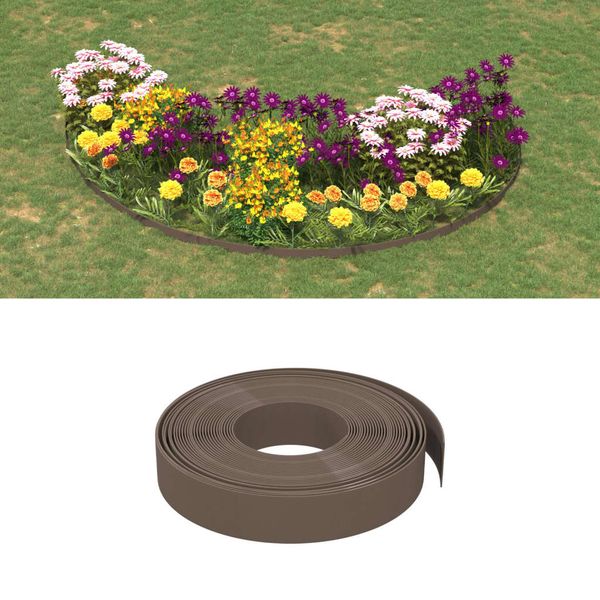 vidaXL Záhradné obruby 5 ks hnedé 10 m 10 cm polyetylén