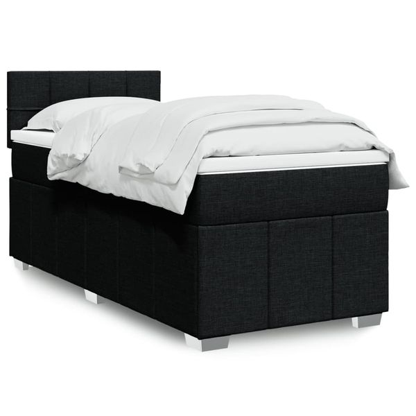 vidaXL Posteľný rám boxspring s matracom čierny 80x200 cm látka
