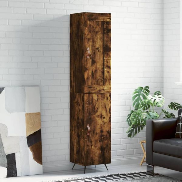 vidaXL Vysoká skrinka dymový dub 34,5x34x180 cm spracované drevo