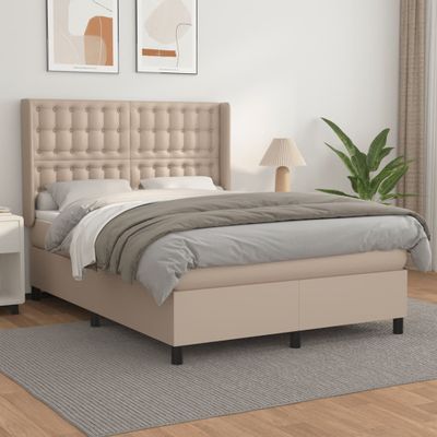 vidaXL Boxspring posteľ s matracom kapučínová 140x190 cm umelá koža
