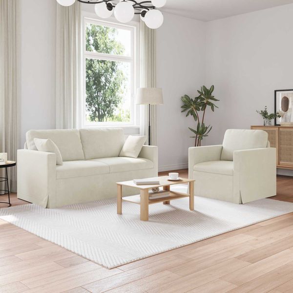 vidaXL Sada pohoviek 2 pcs Krémová 158 x 78 x 80 cm Zamat