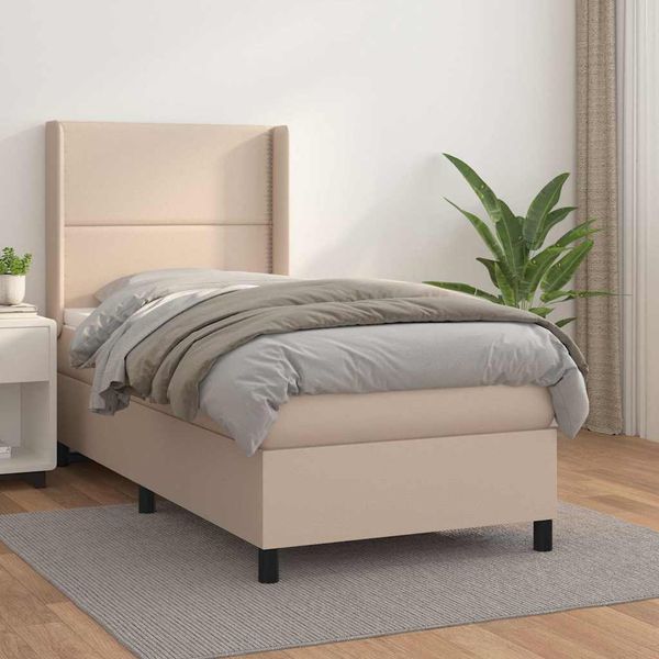 vidaXL Boxspring posteľ s matracom kapučínová 100x200 cm umelá koža