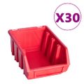 vidaXL 136-dielna súprava úložných boxov s nástennými panelmi červená a čierna
