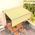 vidaXL Automatická markíza s tienidlom 4x3m žlto-biela