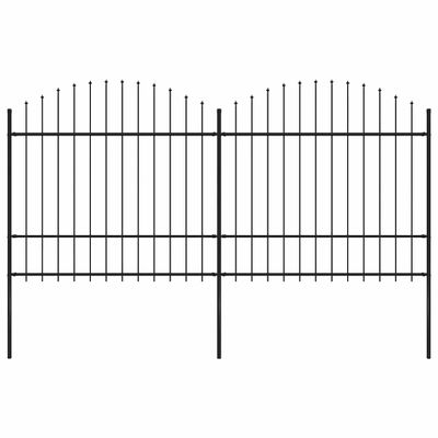 vidaXL Záhradný plot s vrchnou časťou z ocele 337x175 cm čierny