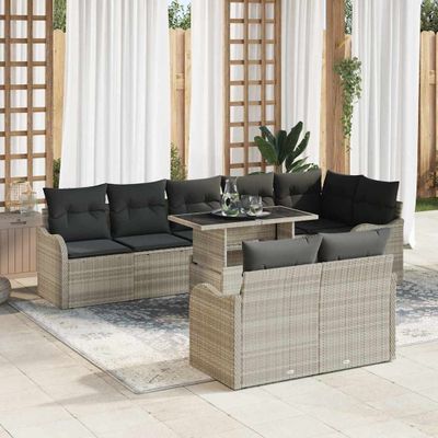 vidaXL Oddychová súprava s vankúšom 9 pcs Svetlosivá Poly ratan