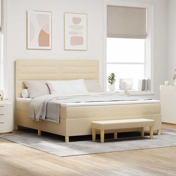 vidaXL Posteľ s pružinovým rámom Krémová 200 x 180 cm látka
