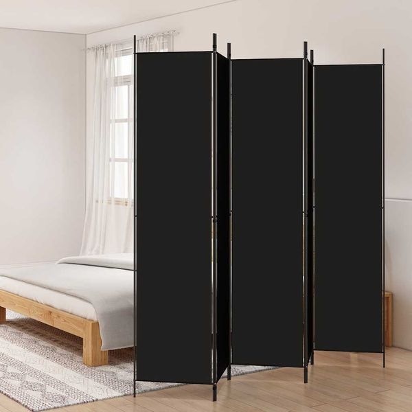 vidaXL 5-panelový paraván čierny 250x220 cm látkový