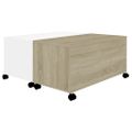 vidaXL Konferenčný stolík, biela+sonoma 75x75x38 cm, kompozitné drevo