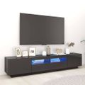 vidaXL TV skrinka s LED svetlami lesklá sivá 200x35x40 cm