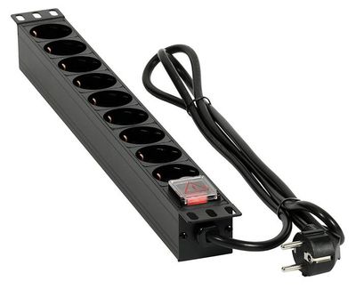 Predĺžovací prívod do Racku (19" RACK, 1U, AC 230V, vypínač, 9 zásuviek schuko, kábel 1,8 m)