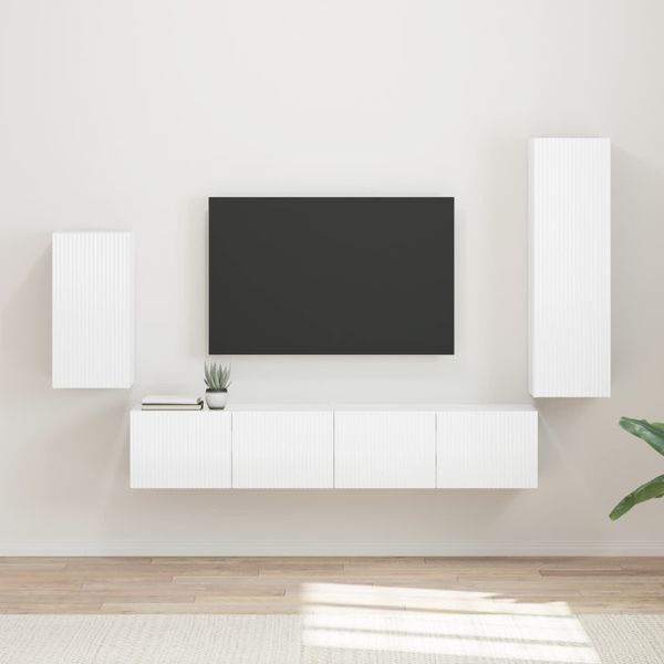 vidaXL Zostava TV skriniek 4 pcs Vysoký lesk bielej Kompozitné drevo