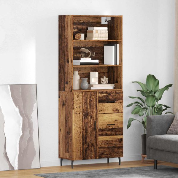 vidaXL Highboard so zásuvkou 2 pcs Staré drevo Kompozitné drevo