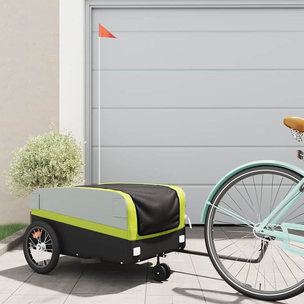 vidaXL Vozík za bicykel, čierno zelený 45 kg, železo