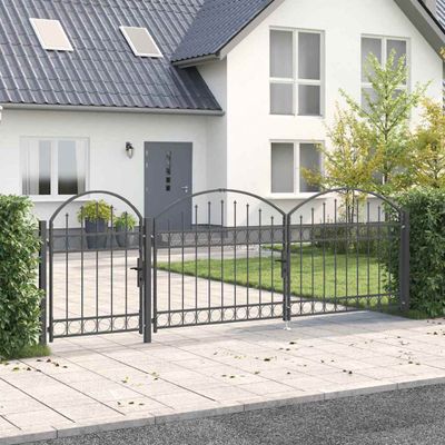 vidaXL Záhradná brána s oblúkovým vrchom ASSEN 4 x 1,25 m Oceľ Sivá