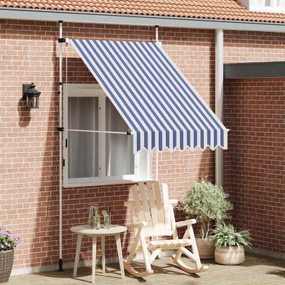 vidaXL Ručne zaťahovacia markíza, 150 cm, modro-biele pásiky