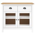 vidaXL Komoda Hill, biela 90x40x80 cm, borovicový masív