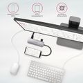 AXAGON HMC-HCR3A, USB 3.2 Gen 1 hub, porty 3x USB-A, HDMI 4k/30Hz, SD/microSD, kábel USB-C 20cm Replikátor portu, USB-C na 3x USB 3.0, 1x HDMI, 1x SD slot, 1x microSD slot, striebro-cerný