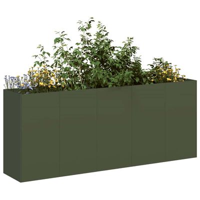 VidaXL kvetináč Olive Green 200x40x80 cm Oceľ valcovaná za studena