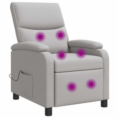 vidaXL Masážne relaxačné kreslo Oblá šedá Látka