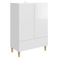 vidaXL Servírovacia skriňa Biela s vysokým leskom 66 x 34,5 x 95 cm