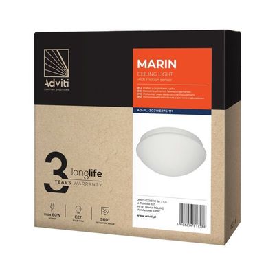 Svietidlo so snímačom pohybu MARIN AD-PL-303WE27SMM, sklo, E27, 60W, IP20 Svítidlo se snímačem pohybu MARIN AD-PL-303WE27SMM ,sklo, E27, 60W, IP20