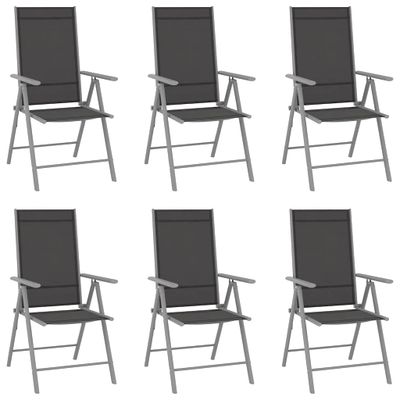 vidaXL Skladacie stoličky 6 ks, textilén, čierne