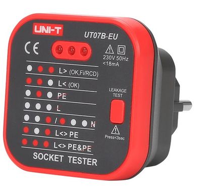 Tester elektrických zásuviek RCD UNI-T UT07B-EU